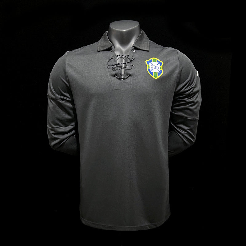 Camisola Comprida Nacional Retro Brazil 2004/2005 - Preto Special Edition (Colarinho Cordas)