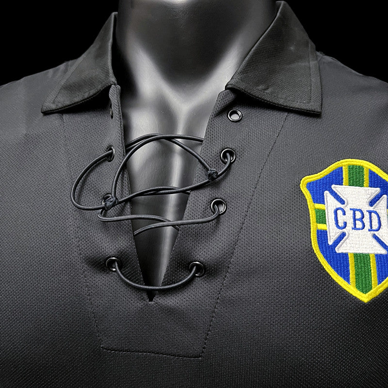 Camisola Comprida Nacional Retro Brazil 2004/2005 - Preto Special Edition (Colarinho Cordas)