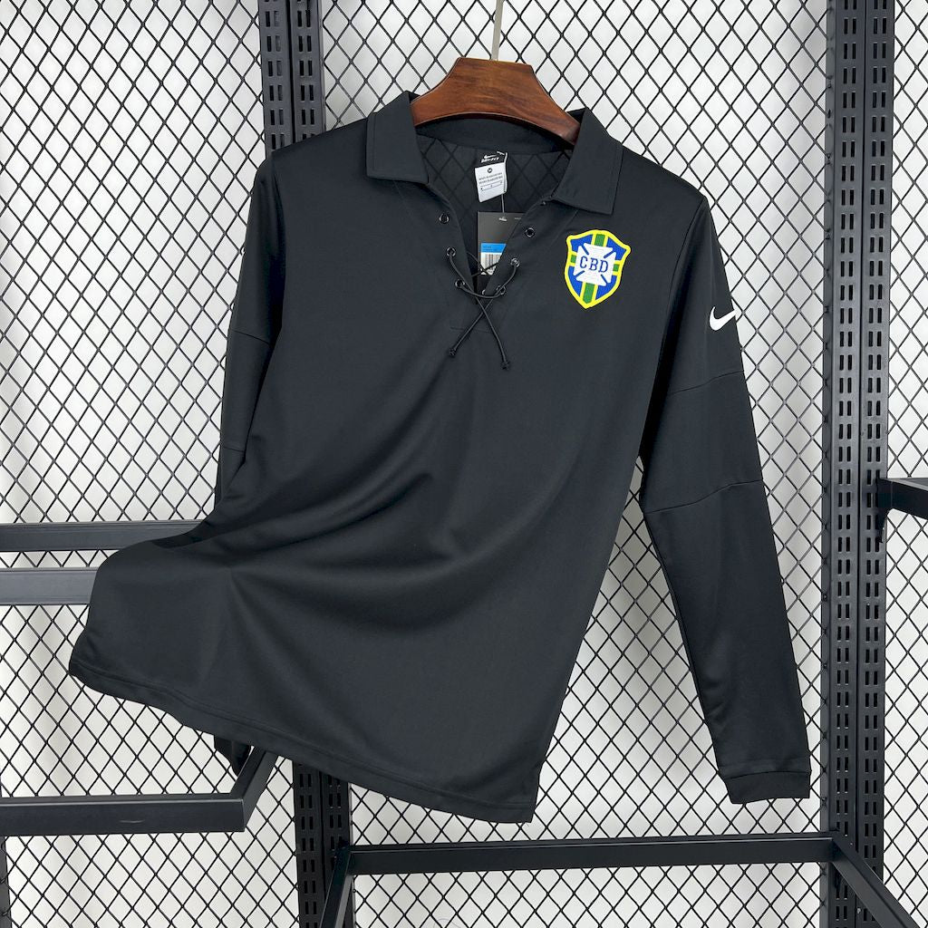 Camisola Comprida Nacional Retro Brazil 2004/2005 - Preto Special Edition (Colarinho Cordas)