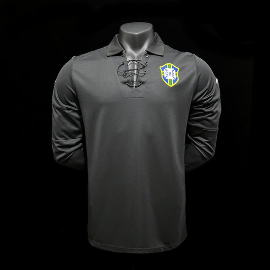 Camisola Comprida Nacional Retro Brazil 2004/2005 - Preto Special Edition (Colarinho Cordas)